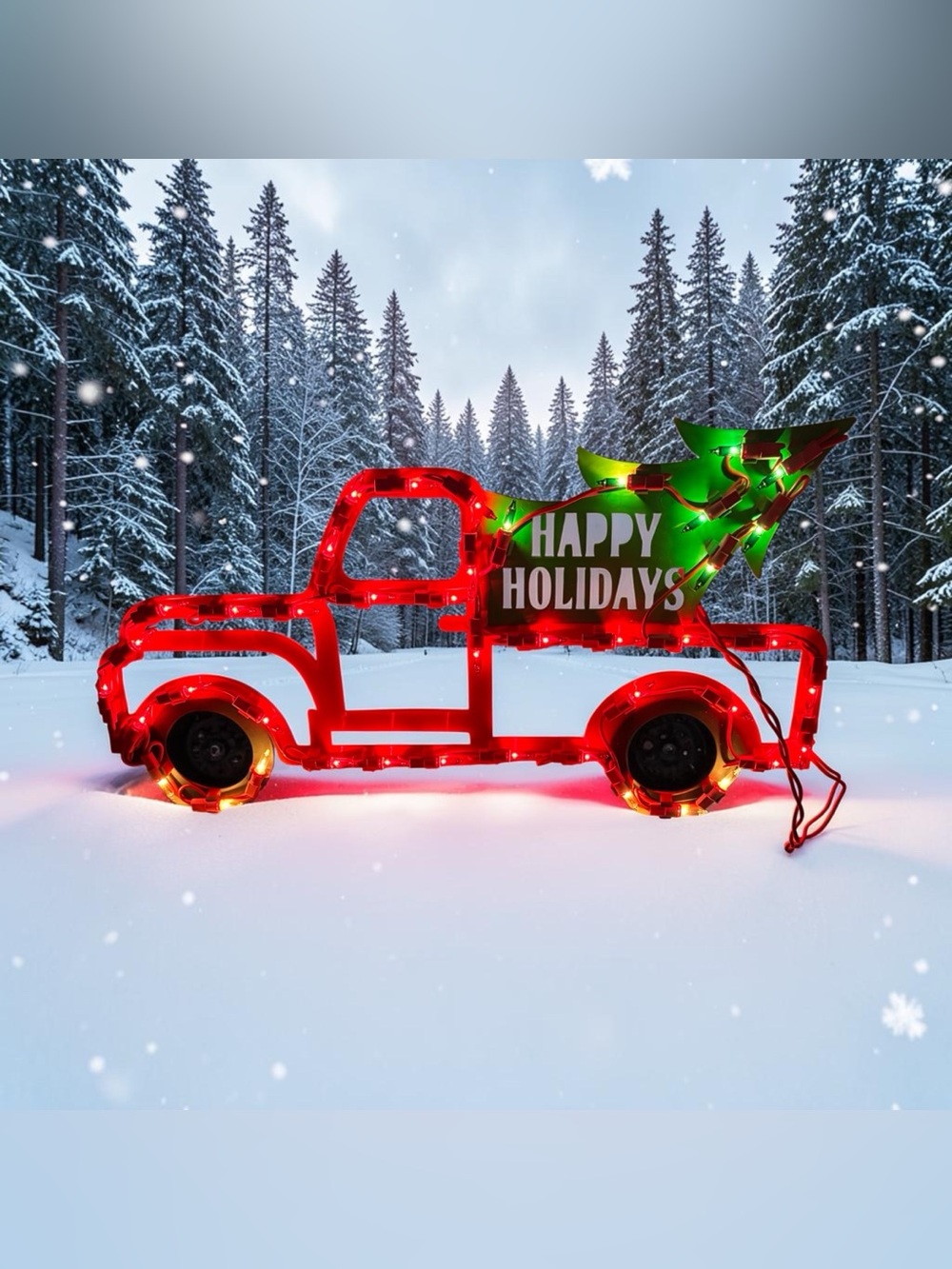 Design Group Lighted Red Truck Happy Holidays Indoor Outdoor Christmas Decor